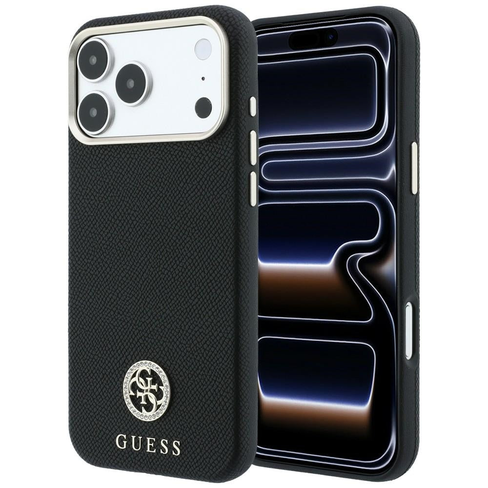Guess Granuliuota Apvalus Strass Logotipas MagSafe dėklas Apple iPhone 18 Pro Max / 17 Pro Max - juodas -- iPhone 18 Pro...