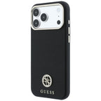 Guess Granuliuota Apvalus Strass Logotipas MagSafe dėklas Apple iPhone 18 Pro Max / 17 Pro Max - juodas -- iPhone 18 Pro...