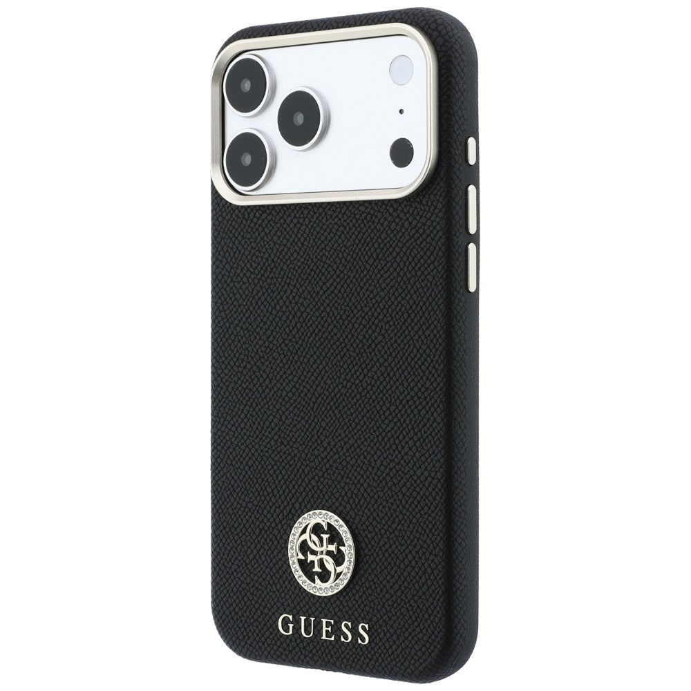 Guess Granuliuota Apvalus Strass Logotipas MagSafe dėklas Apple iPhone 18 Pro Max / 17 Pro Max - juodas -- iPhone 18 Pro...