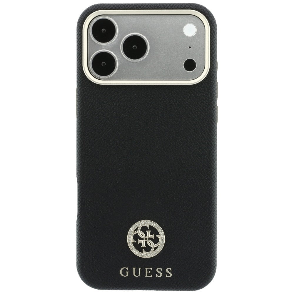 Guess Granuliuota Apvalus Strass Logotipas MagSafe dėklas Apple iPhone 18 Pro Max / 17 Pro Max - juodas -- iPhone 18 Pro...
