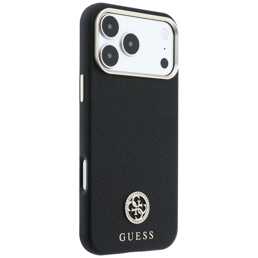 Guess Granuliuota Apvalus Strass Logotipas MagSafe dėklas Apple iPhone 18 Pro Max / 17 Pro Max - juodas -- iPhone 18 Pro...