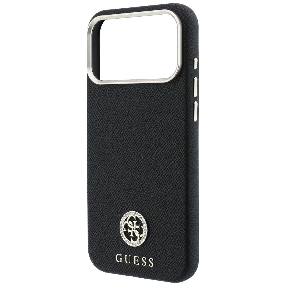 Guess Granuliuota Apvalus Strass Logotipas MagSafe dėklas Apple iPhone 18 Pro Max / 17 Pro Max - juodas -- iPhone 18 Pro...
