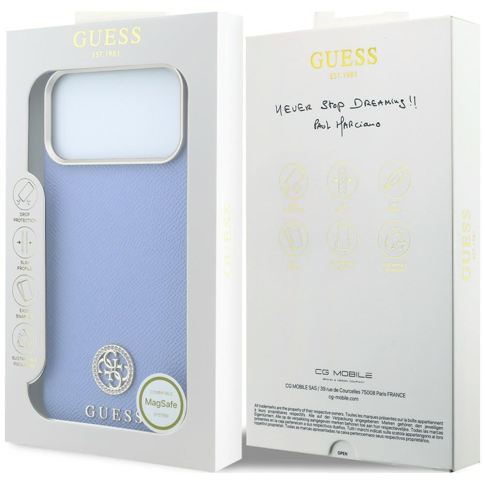 Guess Granuliuota Apvalus Strass Logotipas MagSafe dėklas Apple iPhone 18 Pro Max / 17 Pro Max - Mėlyna -- iPhone 18 Pro...