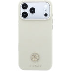 Guess Granuliuota Apvalus Strass Logotipas MagSafe dėklas Apple iPhone 18 Pro / 17 Pro - Smėlio spalva -- iPhone 18 Pro /...