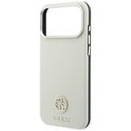 Guess Granuliuota Apvalus Strass Logotipas MagSafe dėklas Apple iPhone 18 Pro / 17 Pro - Smėlio spalva -- iPhone 18 Pro /...