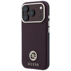 Guess Grained Round Strass Logo MagSafe dėklas iPhone 18 Pro Max / 17 Pro Max - Karmininė spalva -- iPhone 18 Pro Max /...