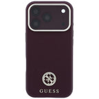 Guess Grained Round Strass Logo MagSafe dėklas iPhone 18 Pro Max / 17 Pro Max - Karmininė spalva -- iPhone 18 Pro Max /...