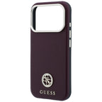 Guess Grained Round Strass Logo MagSafe dėklas iPhone 18 Pro Max / 17 Pro Max - Karmininė spalva -- iPhone 18 Pro Max /...