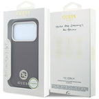Guess Grained Round Strass Logo MagSafe dėklas iPhone 18 Pro Max / 17 Pro Max - Karmininė spalva -- iPhone 18 Pro Max /...