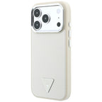 Guess Grained Triangle Logo MagSafe dėklas iPhone 18 Pro / 17 Pro - Smėlio spalva -- iPhone 18 Pro / iPhone 17 Pro