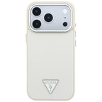 Guess Grained Triangle Logo MagSafe dėklas iPhone 18 Pro / 17 Pro - Smėlio spalva -- iPhone 18 Pro / iPhone 17 Pro