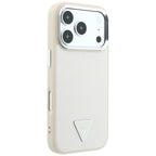 Guess Grained Triangle Logo MagSafe dėklas iPhone 18 Pro / 17 Pro - Smėlio spalva -- iPhone 18 Pro / iPhone 17 Pro