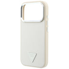 Guess Grained Triangle Logo MagSafe dėklas iPhone 18 Pro / 17 Pro - Smėlio spalva -- iPhone 18 Pro / iPhone 17 Pro