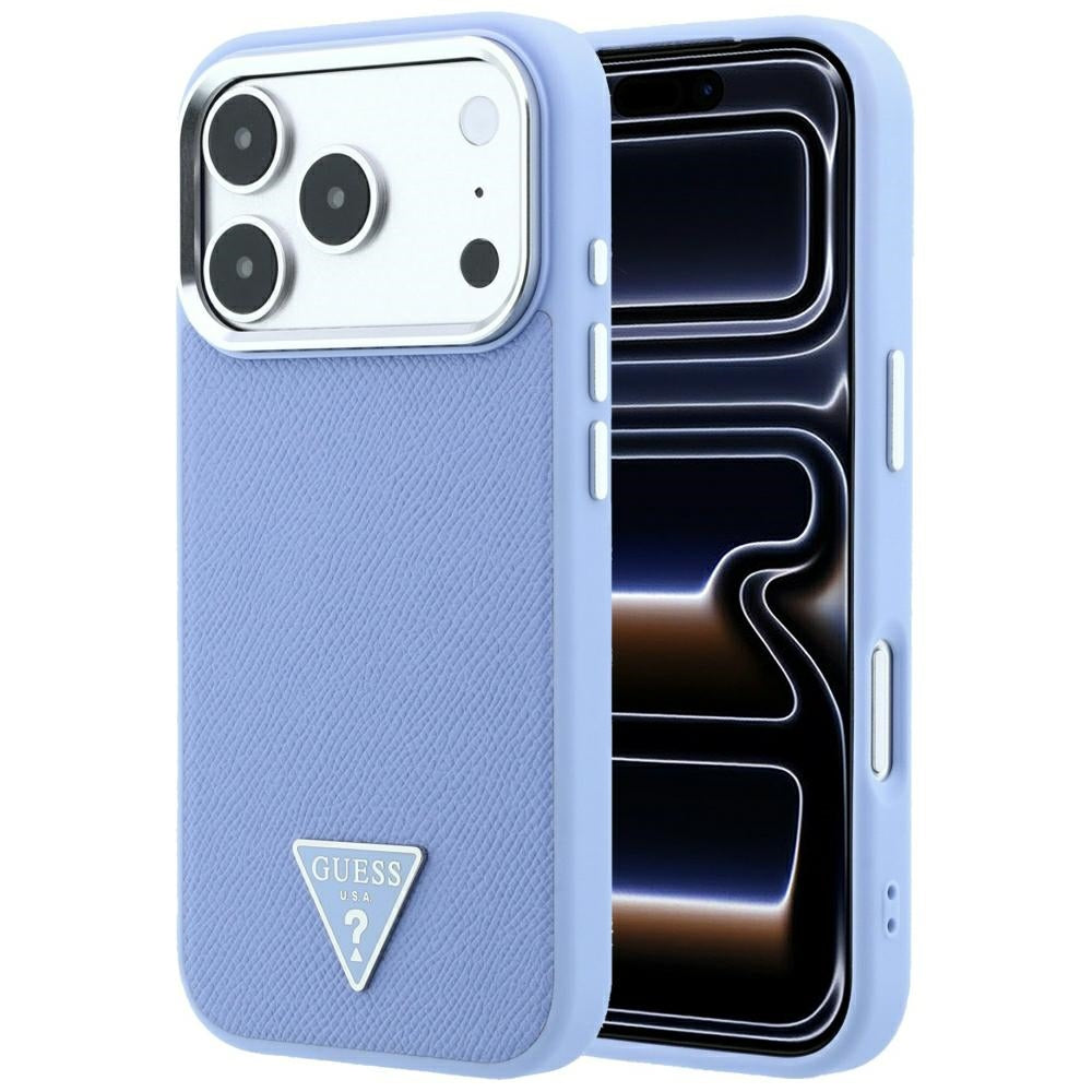 Guess Grained Triangle Logo MagSafe dėklas iPhone 18 Pro Max / 17 Pro Max - Mėlyna spalva -- iPhone 18 Pro Max / iPhone...