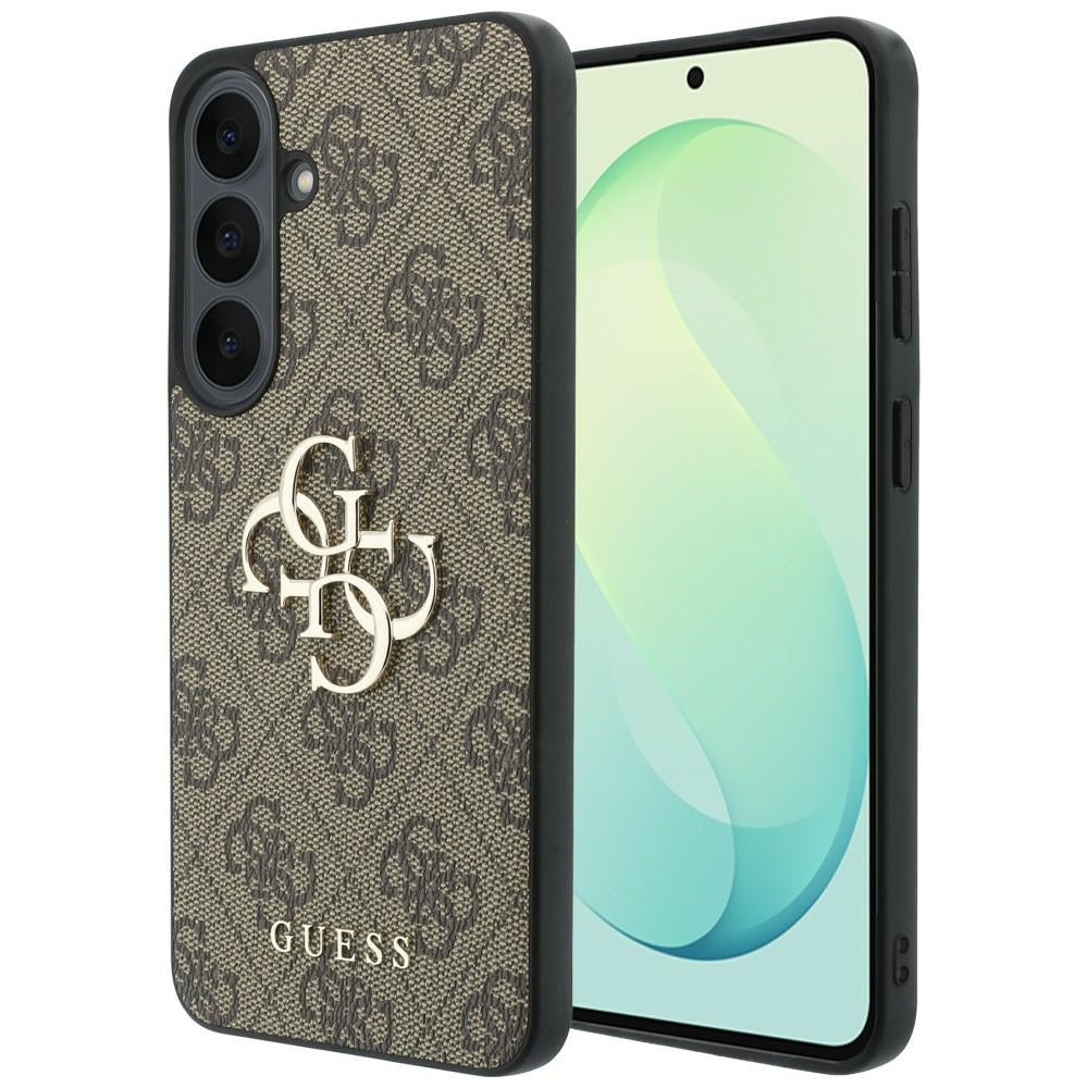 Guess Leather 4G Metal Logo dėklas Samsung Galaxy S26 FE - Ruda -- Samsung Galaxy S26 FE
