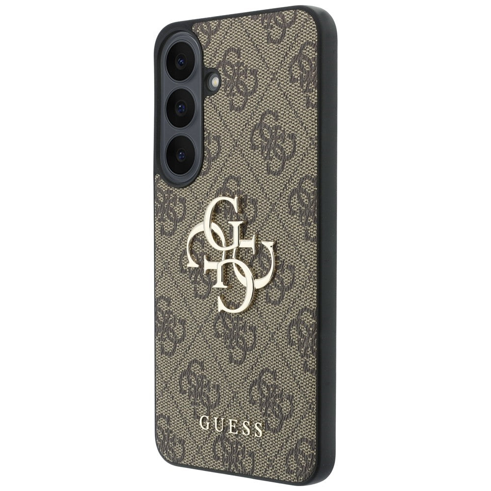 Guess Leather 4G Metal Logo dėklas Samsung Galaxy S26 FE - Ruda -- Samsung Galaxy S26 FE