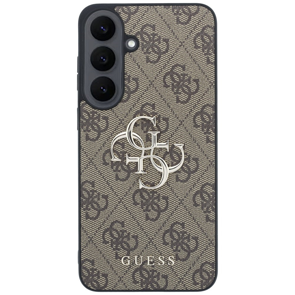 Guess Leather 4G Metal Logo dėklas Samsung Galaxy S26 FE - Ruda -- Samsung Galaxy S26 FE