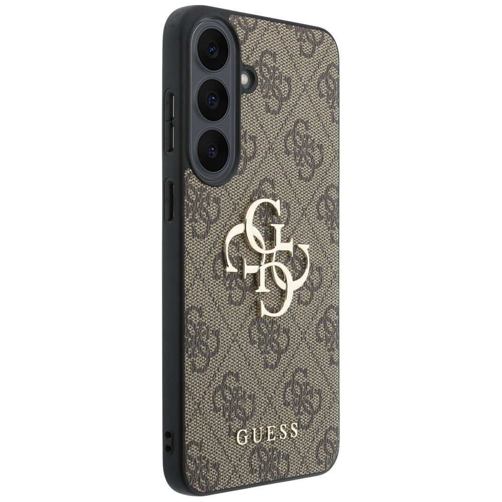 Guess Leather 4G Metal Logo dėklas Samsung Galaxy S26 FE - Ruda -- Samsung Galaxy S26 FE