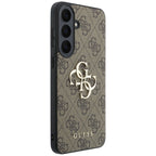 Guess Leather 4G Metal Logo dėklas Samsung Galaxy S26 FE - Ruda -- Samsung Galaxy S26 FE