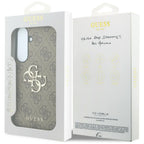 Guess Leather 4G Metal Logo dėklas Samsung Galaxy S26 FE - Ruda -- Samsung Galaxy S26 FE