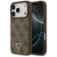 Guess Leather 4G Triangle Strass MagSafe dėklas iPhone 18 Pro / 17 Pro - Ruda -- iPhone 18 Pro / iPhone 17 Pro