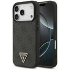 Guess Leather 4G Triangle Strass MagSafe dėklas iPhone 18 Pro / 17 Pro - Juodas -- iPhone 18 Pro / iPhone 17 Pro