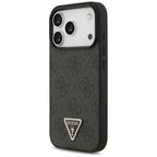 Guess Leather 4G Triangle Strass MagSafe dėklas iPhone 18 Pro / 17 Pro - Juodas -- iPhone 18 Pro / iPhone 17 Pro