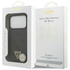 Guess Leather 4G Triangle Strass MagSafe dėklas iPhone 18 Pro / 17 Pro - Juodas -- iPhone 18 Pro / iPhone 17 Pro