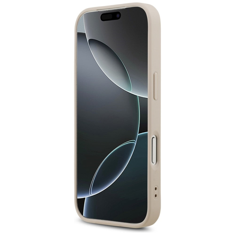 Guess Leather 4G Triangle Strass MagSafe dėklas iPhone 18 Pro / 17 Pro - Rožinė -- iPhone 18 Pro / iPhone 17 Pro