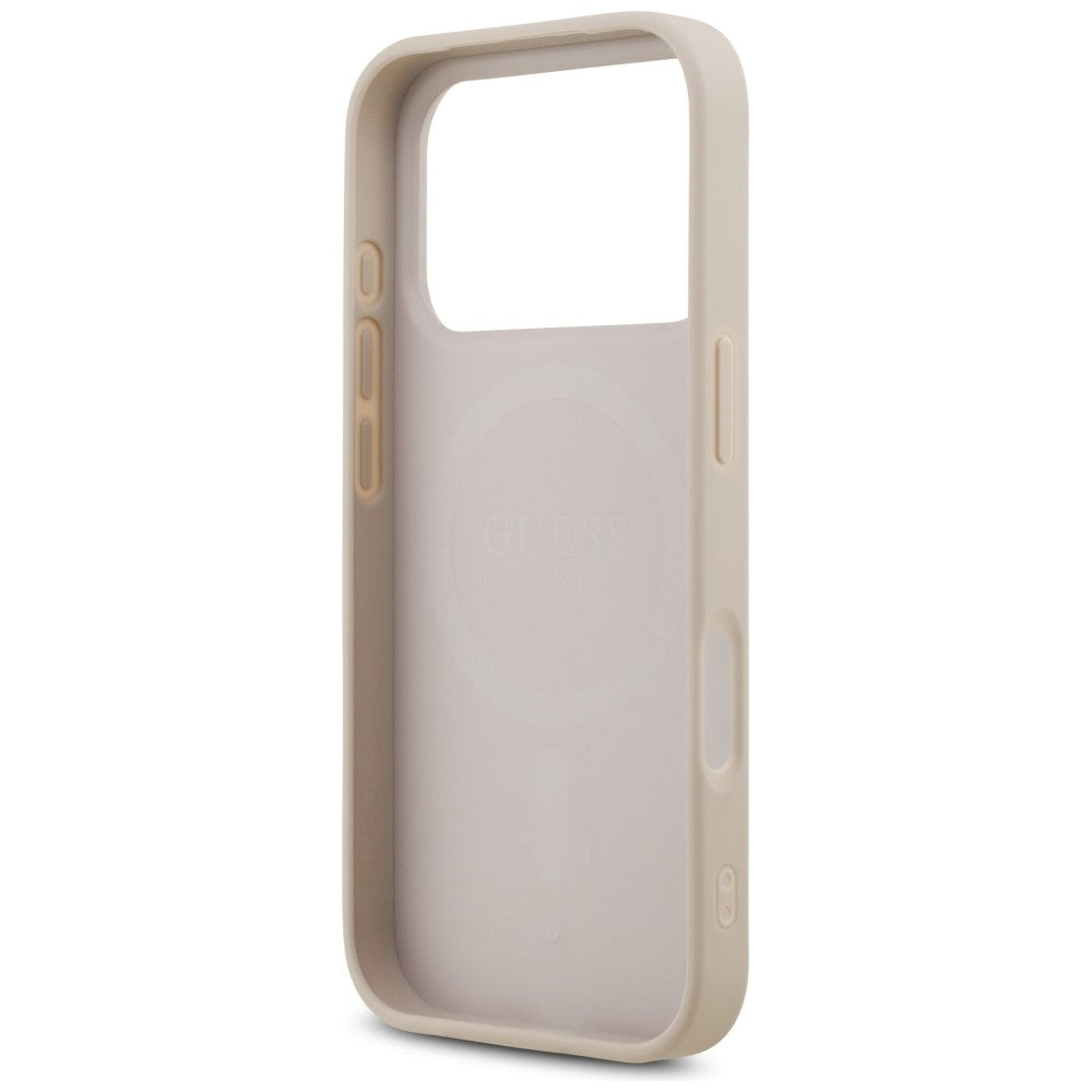 Guess Leather 4G Triangle Strass MagSafe dėklas iPhone 18 Pro / 17 Pro - Rožinė -- iPhone 18 Pro / iPhone 17 Pro