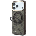 Guess Ring Stand 360 4G Classic Logo MagSafe dėklas iPhone 18 Pro / 17 Pro - Rudai -- iPhone 18 Pro / iPhone 17 Pro