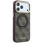 Guess Ring Stand 360 4G Classic Logo MagSafe dėklas iPhone 18 Pro / 17 Pro - Rudai -- iPhone 18 Pro / iPhone 17 Pro