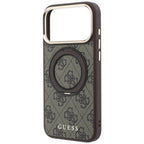 Guess Ring Stand 360 4G Classic Logo MagSafe dėklas iPhone 18 Pro / 17 Pro - Rudai -- iPhone 18 Pro / iPhone 17 Pro