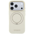 Guess Ring Stand 360 grūdintas Classic Logo MagSafe dėklas iPhone 18 Pro Max / 17 Pro Max - smėlio spalva -- iPhone 18...