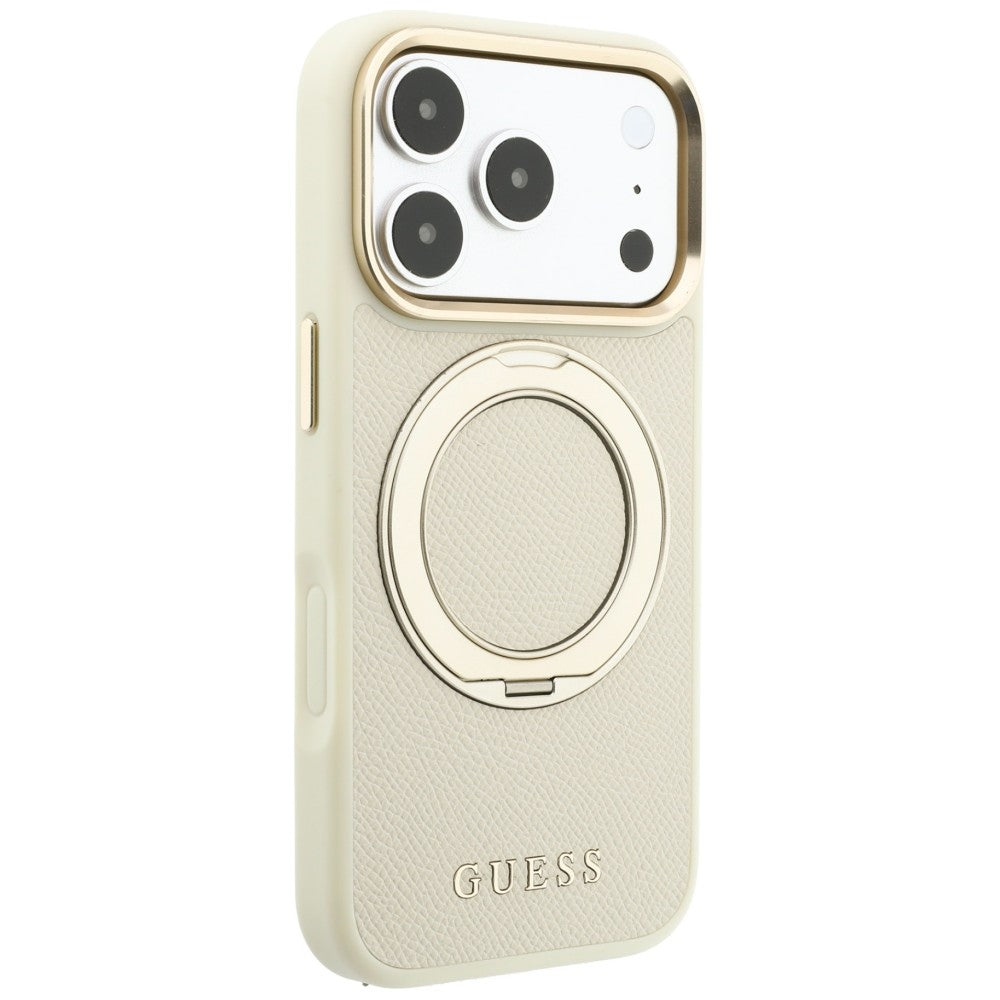 Guess Ring Stand 360 grūdintas Classic Logo MagSafe dėklas iPhone 18 Pro Max / 17 Pro Max - smėlio spalva -- iPhone 18...