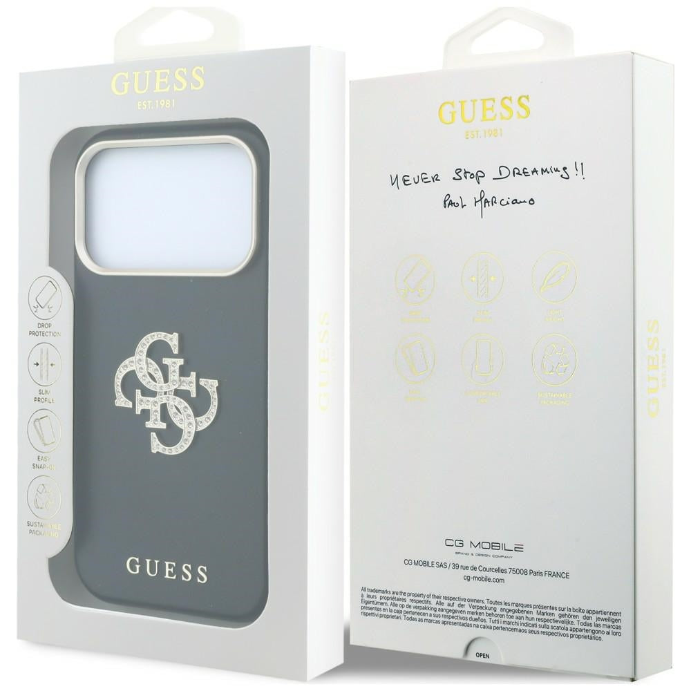 Guess Smooth & Big Strass Logo dėklas iPhone 18 Pro / 17 Pro - Juoda -- iPhone 18 Pro / iPhone 17 Pro