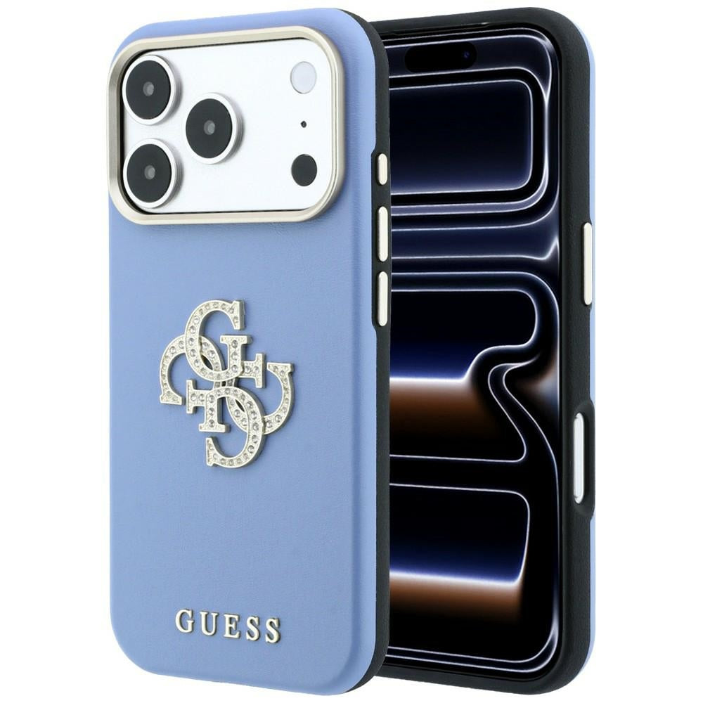 Guess Smooth & Big Strass Logo dėklas iPhone 18 Pro / 17 Pro - Mėlynas -- iPhone 18 Pro / iPhone 17 Pro