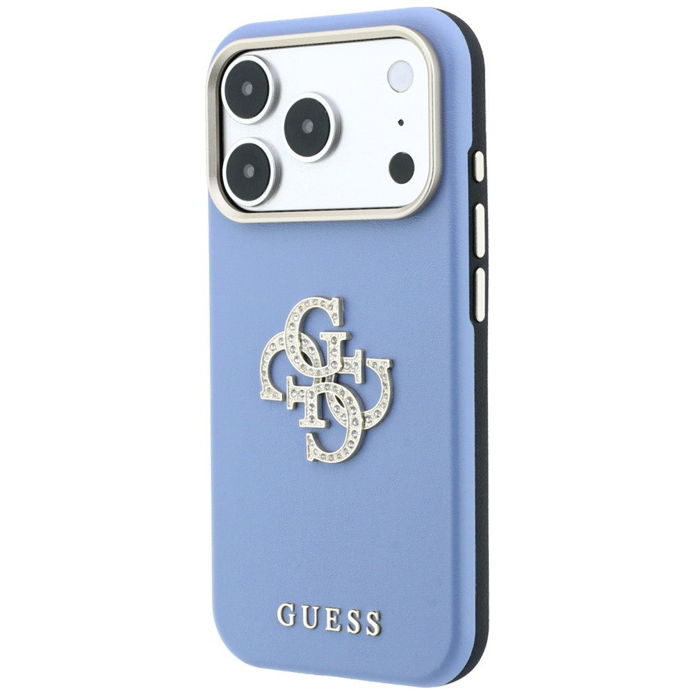Guess Smooth & Big Strass Logo dėklas iPhone 18 Pro / 17 Pro - Mėlynas -- iPhone 18 Pro / iPhone 17 Pro