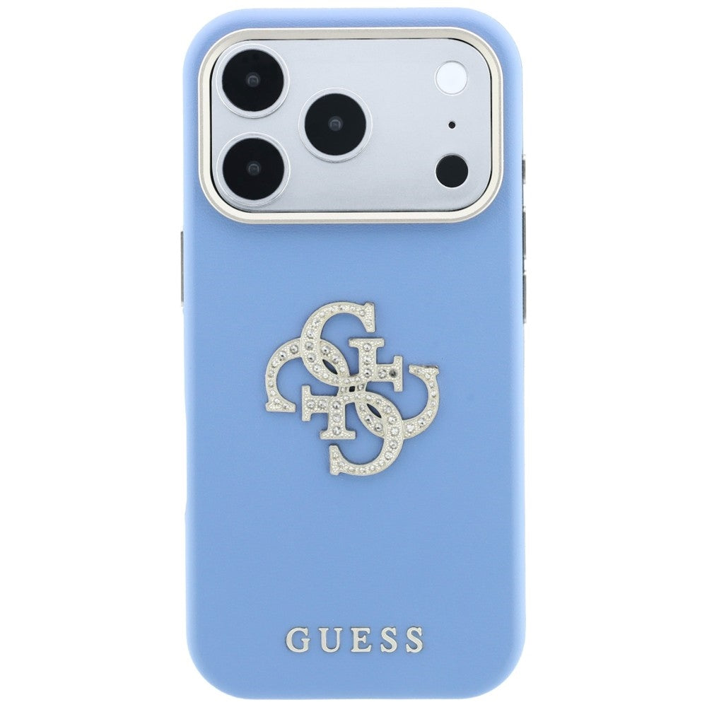 Guess Smooth & Big Strass Logo dėklas iPhone 18 Pro / 17 Pro - Mėlynas -- iPhone 18 Pro / iPhone 17 Pro
