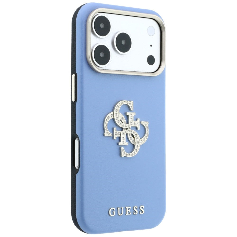 Guess Smooth & Big Strass Logo dėklas iPhone 18 Pro / 17 Pro - Mėlynas -- iPhone 18 Pro / iPhone 17 Pro