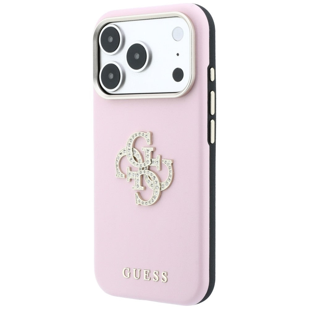 Guess Smooth & Big Strass Logo dėklas iPhone 18 Pro / 17 Pro - Rožinė -- iPhone 18 Pro / iPhone 17 Pro