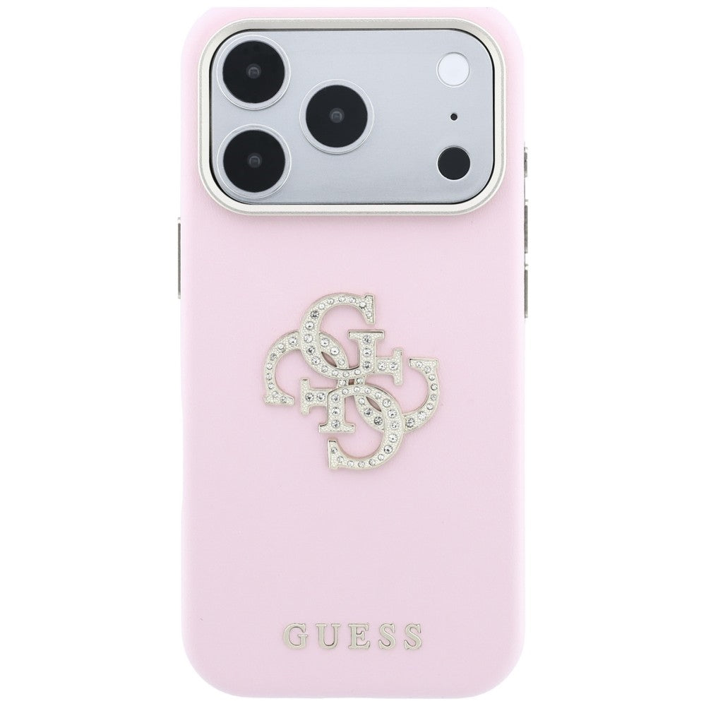 Guess Smooth & Big Strass Logo dėklas iPhone 18 Pro / 17 Pro - Rožinė -- iPhone 18 Pro / iPhone 17 Pro