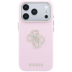Guess Smooth & Big Strass Logo dėklas iPhone 18 Pro / 17 Pro - Rožinė -- iPhone 18 Pro / iPhone 17 Pro