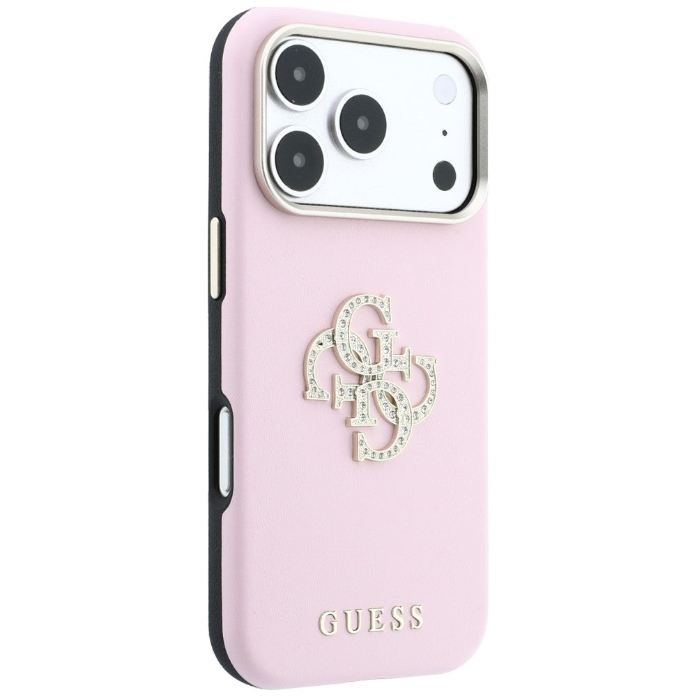 Guess Smooth & Big Strass Logo dėklas iPhone 18 Pro / 17 Pro - Rožinė -- iPhone 18 Pro / iPhone 17 Pro