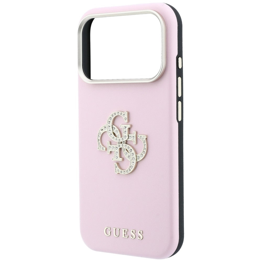 Guess Smooth & Big Strass Logo dėklas iPhone 18 Pro / 17 Pro - Rožinė -- iPhone 18 Pro / iPhone 17 Pro