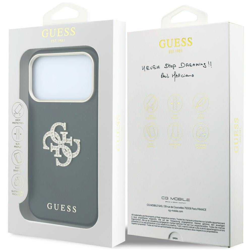 Guess Smooth & Big Strass Logo dėklas iPhone 18 Pro Max / 17 Pro Max - Juoda -- iPhone 18 Pro Max / iPhone 17 Pro Max