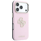 Guess Smooth & Big Strass Logo dėklas iPhone 18 Pro Max / 17 Pro Max - Rožinė -- iPhone 18 Pro Max / iPhone 17 Pro Max