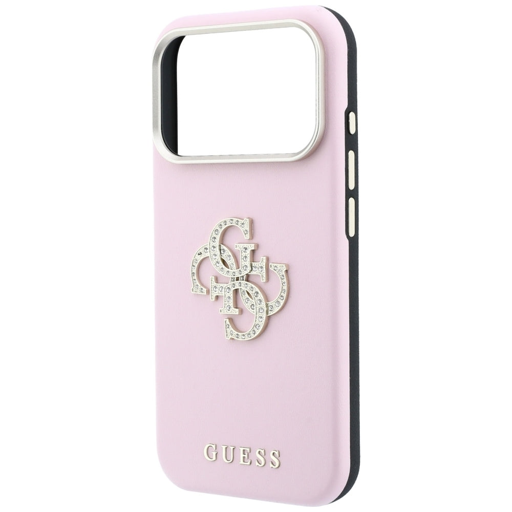 Guess Smooth & Big Strass Logo dėklas iPhone 18 Pro Max / 17 Pro Max - Rožinė -- iPhone 18 Pro Max / iPhone 17 Pro Max