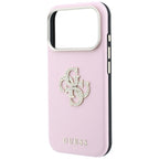 Guess Smooth & Big Strass Logo dėklas iPhone 18 Pro Max / 17 Pro Max - Rožinė -- iPhone 18 Pro Max / iPhone 17 Pro Max