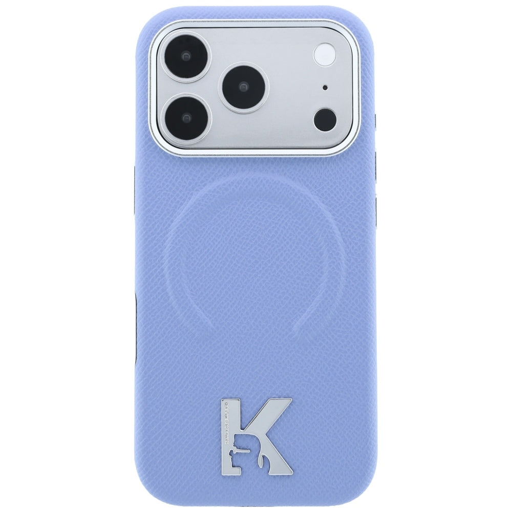 Dėklas Karl Lagerfeld Grained Embossed Ring & Kameo Logo MagSafe, skirtas iPhone 18 Pro / 17 Pro - šviesiai mėlynas --...